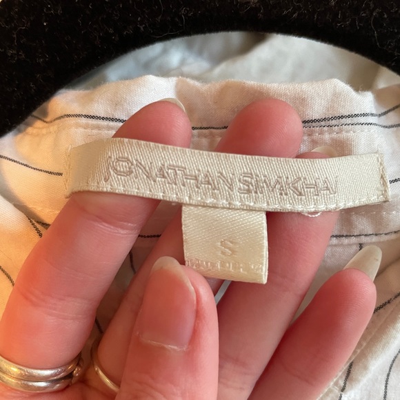 Jonathan Simkhai high low white pinstripe button down size S - Picture 5 of 5